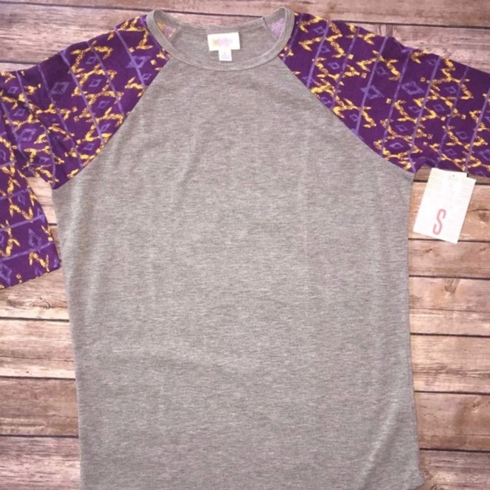 LuLaRoe Small Randy grey purple yellow NWT